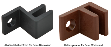 (Abstands-) Halter für 3 mm Rückwand - Möbelbereich - Baumann Kunststoffspritzgussteile